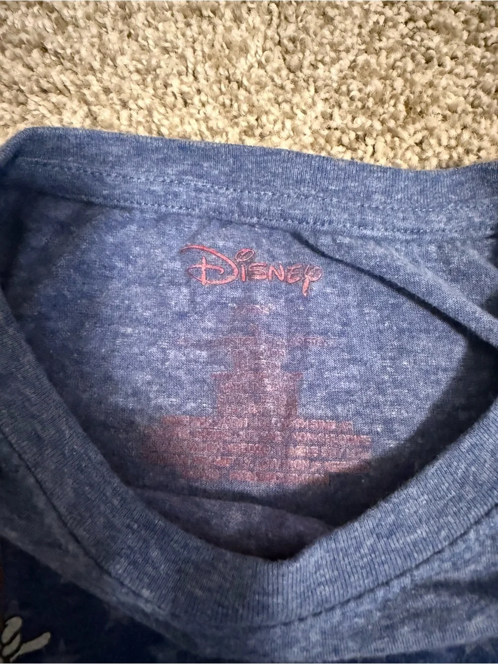Kids Unisex Disney Heather Navy Crewneck Graphic Tee with Faded Red Logo